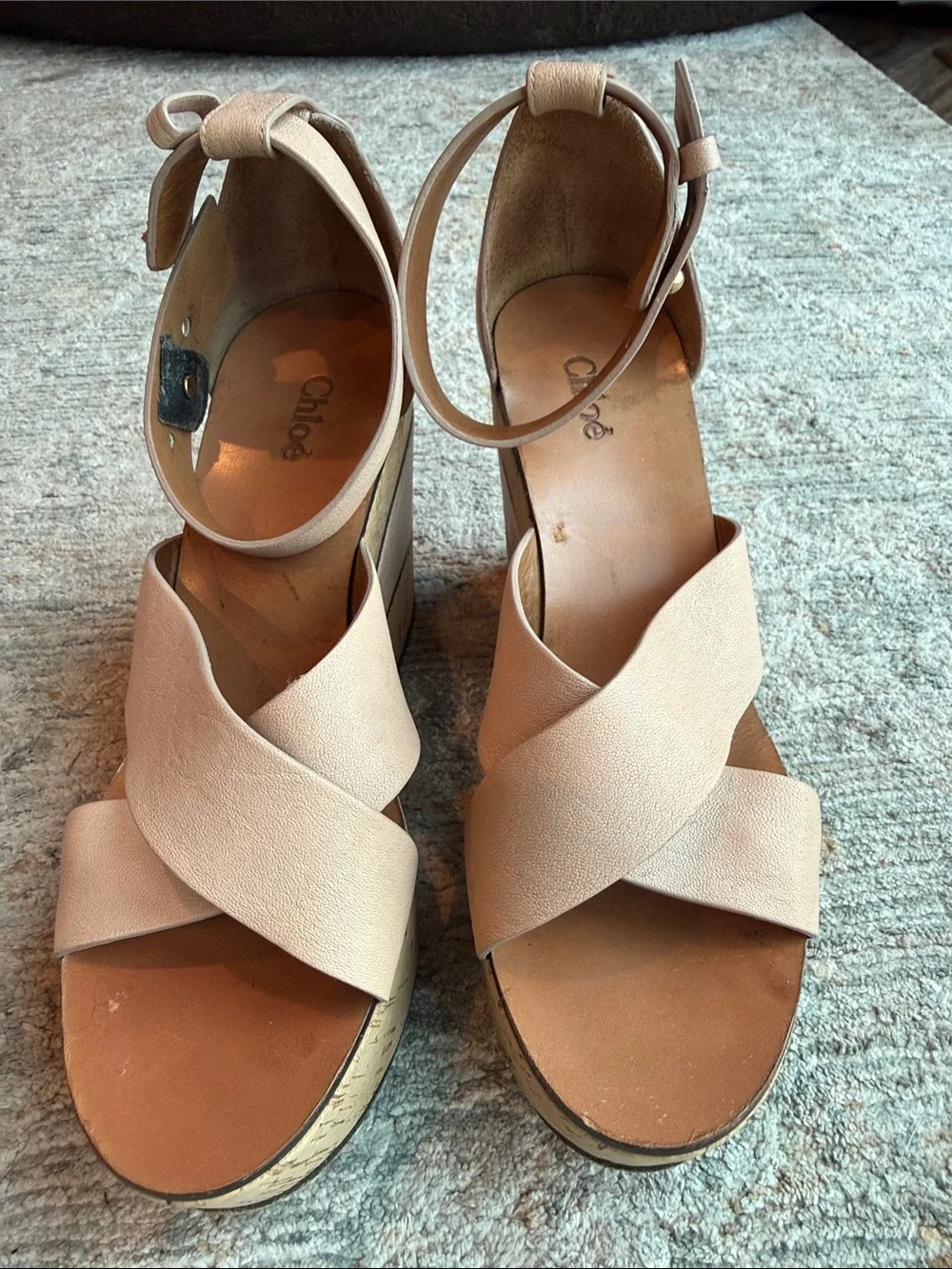Chloe Maxime Cork wedge sandals, DAMAGED-For Repair